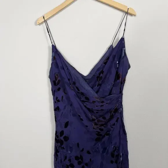 Vintage Y2K Burnout Velvet Babydoll Slip Dress Silk Whimsy Dark Floral Fairy 16 - Picture 2 of 8